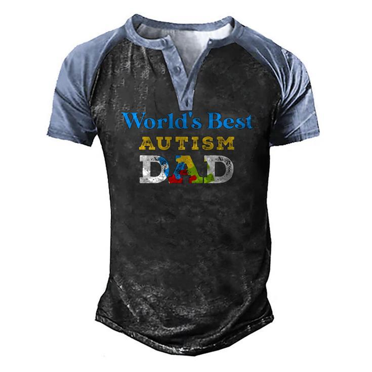 Worlds Best Autism Dad Cool Dad Autism Men's Henley Raglan T-Shirt