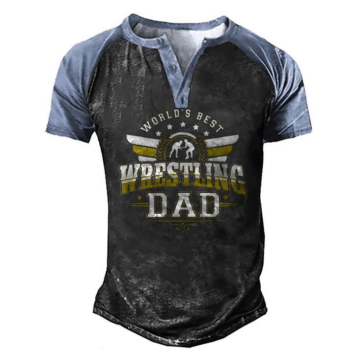 For Men Worlds Best Freestyle Wrestling Dad Men's Henley Raglan T-Shirt