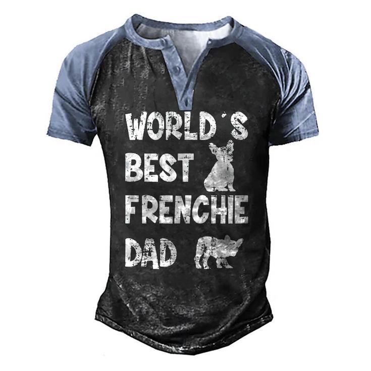 Mens Worlds Best Frenchie Dad French Bulldog Dog Lover Men's Henley Raglan T-Shirt