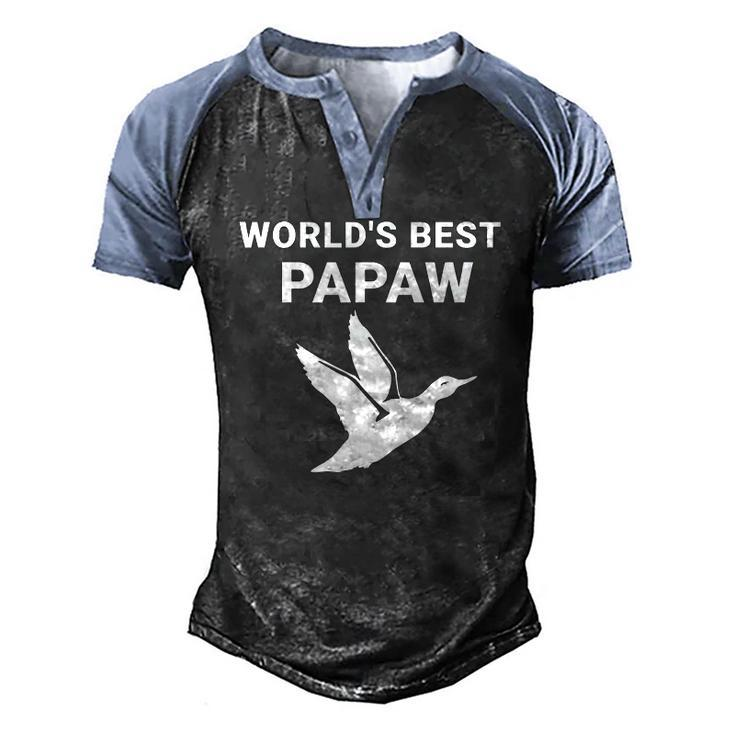 Mens Worlds Best Papaw Duck Hunters Grandpa Men's Henley Raglan T-Shirt