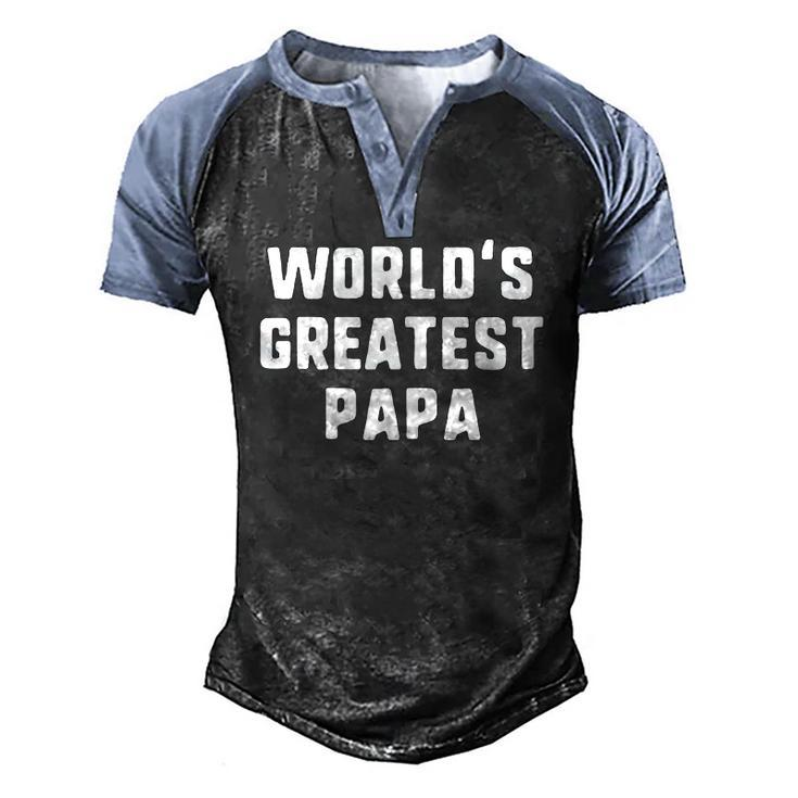 Worlds Greatest Papa Christmas Men's Henley Raglan T-Shirt