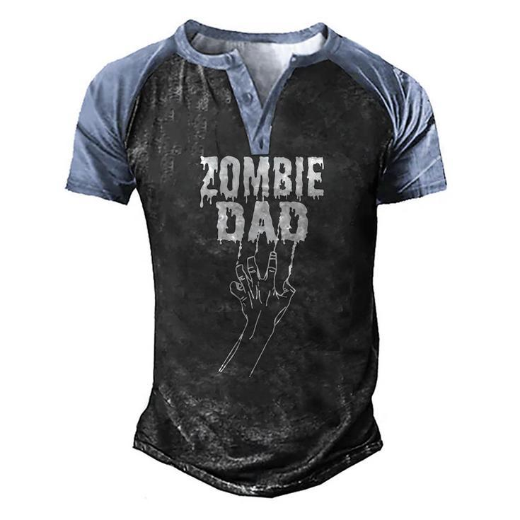 Zombie Dad Halloween Father Costume Adults Men's Henley Raglan T-Shirt
