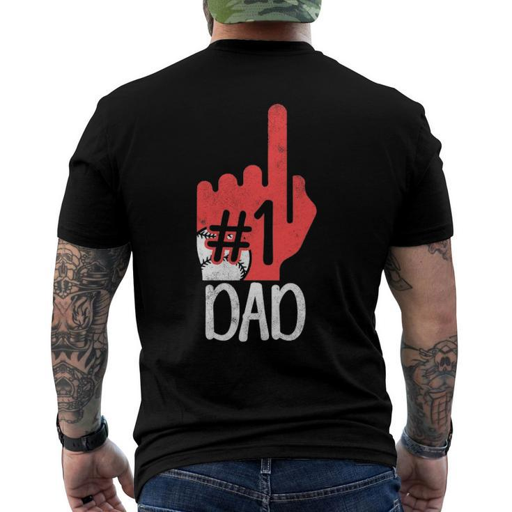 Mens 1 Dad Baseball Player Vintage Baseball Daddy Men's Back Print T-shirt