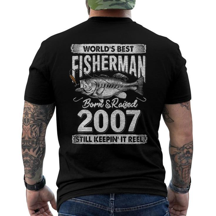 15 Years Old Fisherman Born In 2007 Fisherman 15Th Birthday Men's Back Print T-shirt