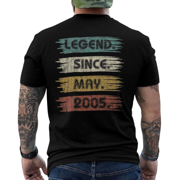 17 Years Old Gifts Legend Since May 2005 17Th Birthday Men's Crewneck Short Sleeve Back Print T-shirt