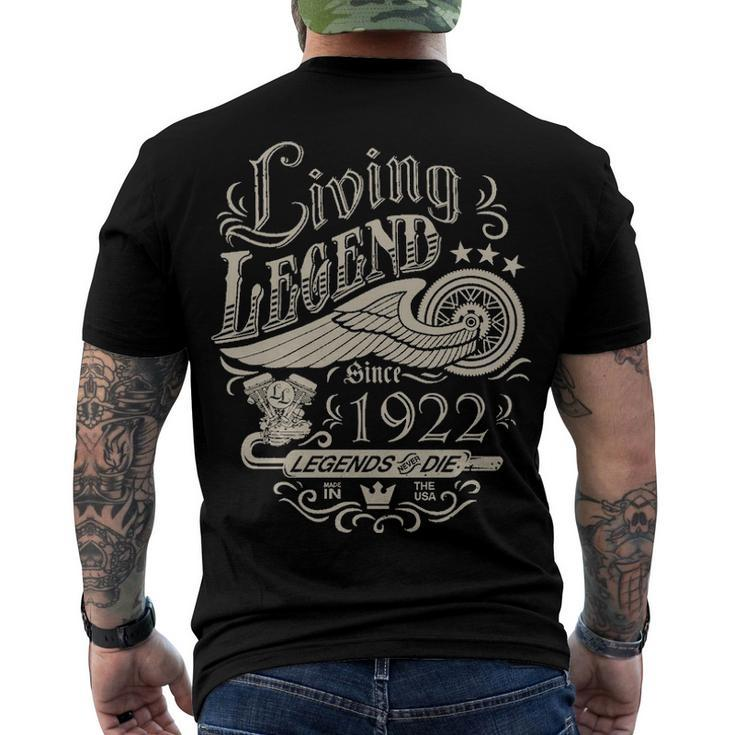 1922 Birthday Living Legend Since 1922 Men's T-Shirt Back Print