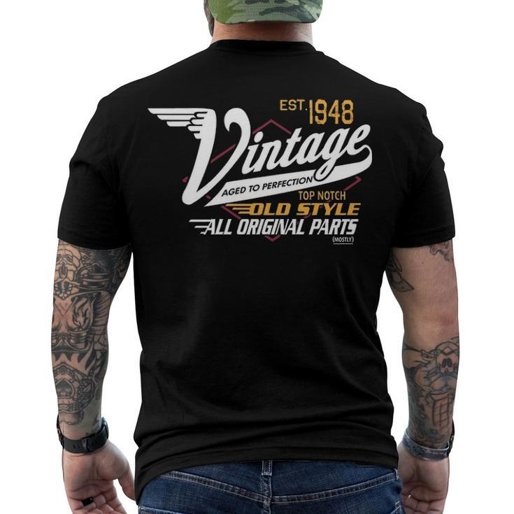 1948 Birthday Est 1948 Vintage Aged To Perfection Men's T-Shirt Back Print