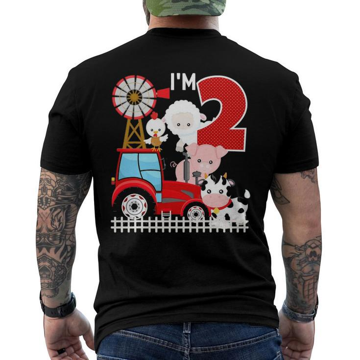 Im 2 Farm Theme Birthday 2 Yrs Old Barnyard Farm Animals Men's Back Print T-shirt