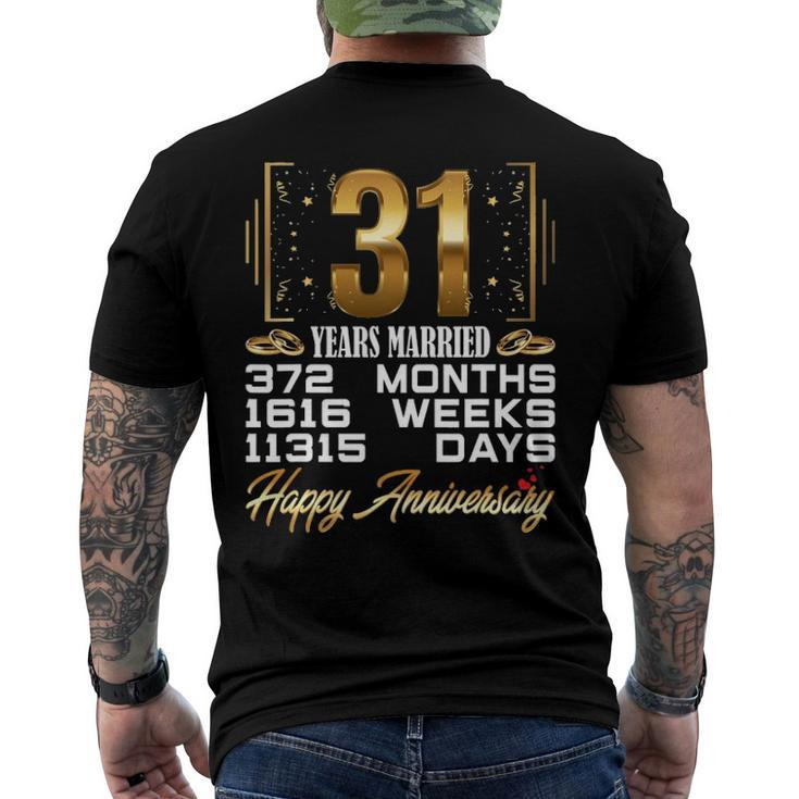31 Years Married - 31St Wedding Anniversary Men's Back Print T-shirt