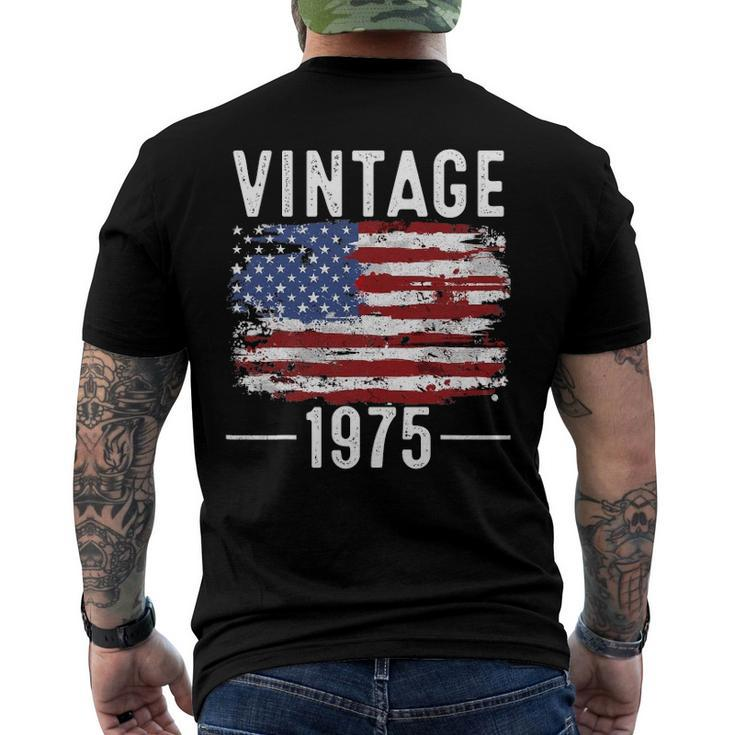 47Th Birthday Usa Flag Vintage American Flag 1975 Birthday Men's Back Print T-shirt