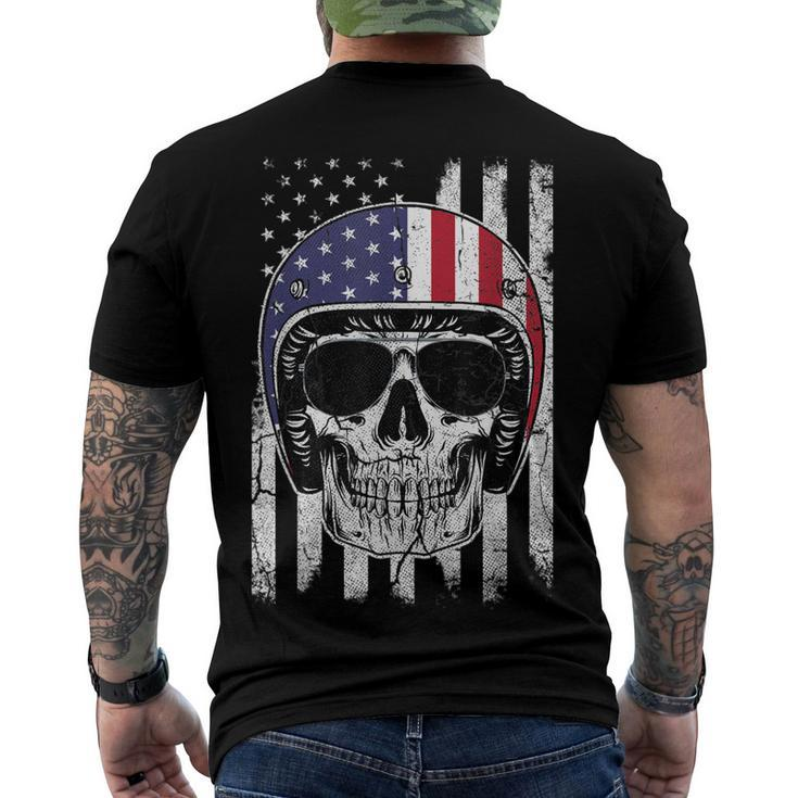 4Th Of July American Flag Skull Motorcycle T Men Dad Men's T-shirt Back Print