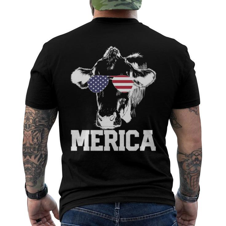 4Th Of July 4Th Cow American Flag Usa Men Women Retro Merica Men's Back Print T-shirt