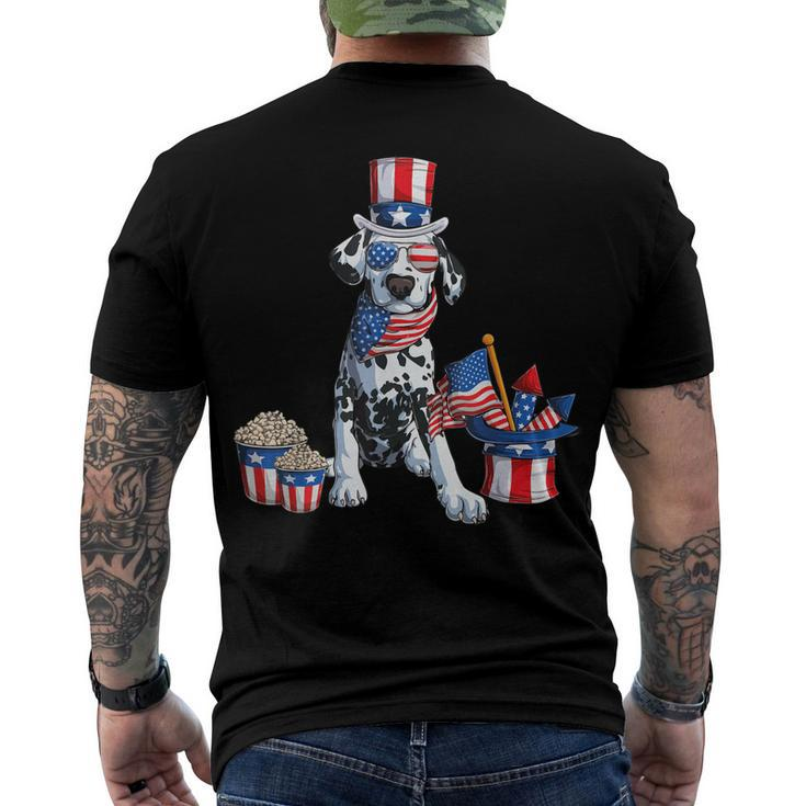4Th Of July Dalmatian Dad American Sunglasses Dog Puppy Usa Men's T-shirt Back Print