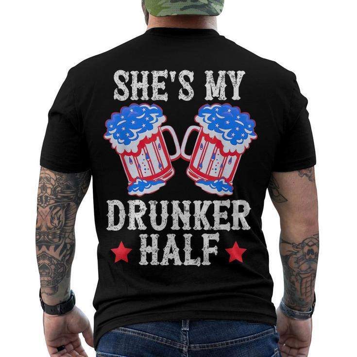 4Th Of July Matching Couple Shes Is My Drunker Half Men's T-shirt Back Print