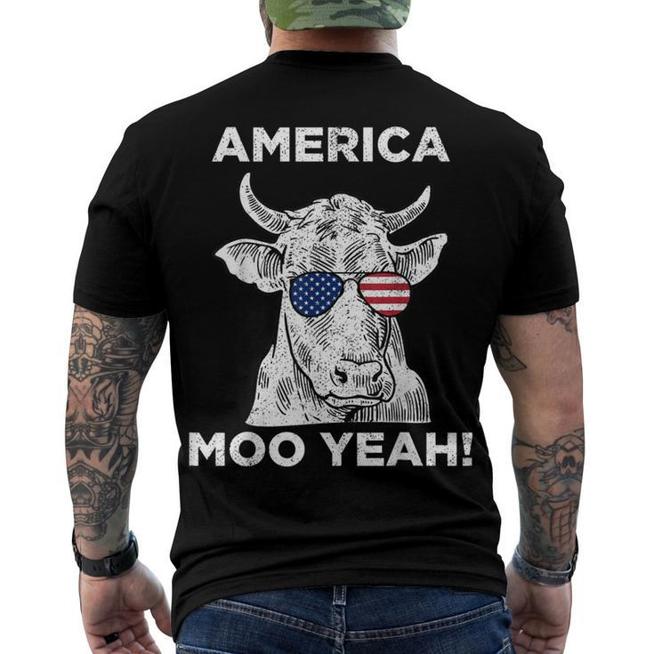 4Th Of July Moo Yeah Cow Glasses T Boys Girls Us Men's T-shirt Back Print