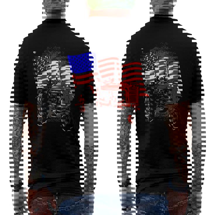 4Th Of July Patriotic Farmer Us Flag Tractor Farmer Men's Back Print T-shirt