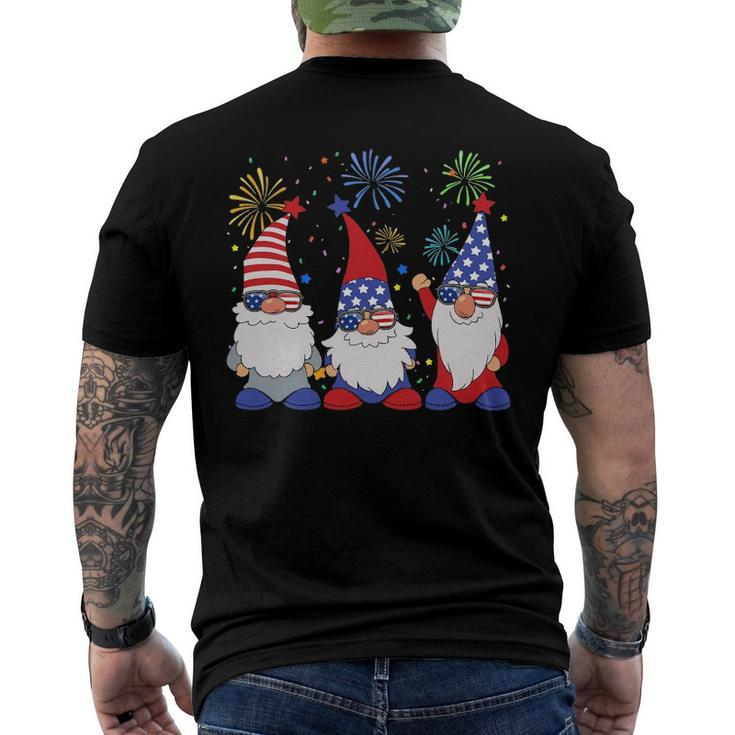 4Th Of July Patriotic Gnomes Sunglasses American Usa Men's Back Print T-shirt