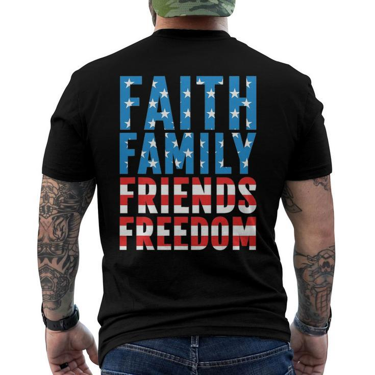 4Th Of July S For Men Faith Family Friends Freedom Men's Back Print T-shirt