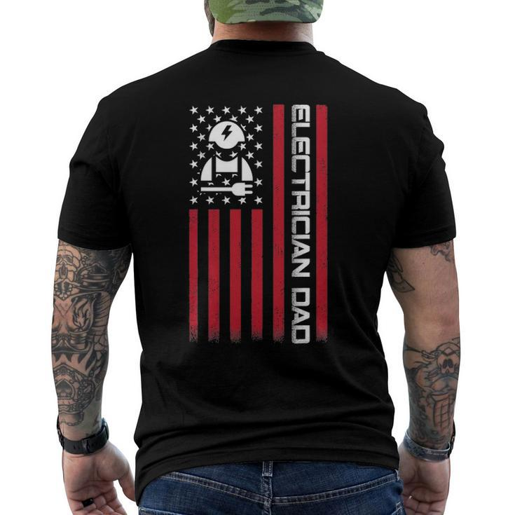 Mens 4Th Of July Us Flag Electrician Dad For Fathers Day Men's Back Print T-shirt