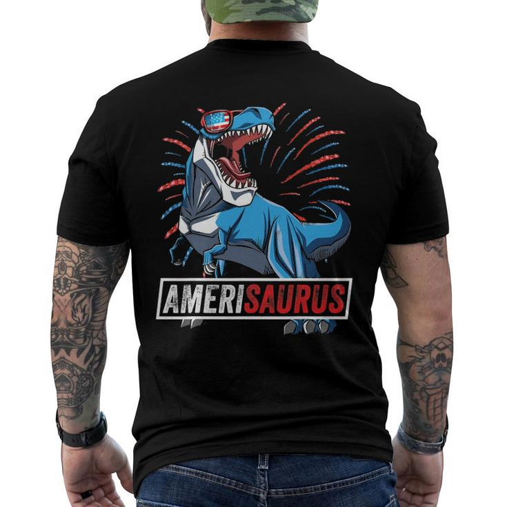 4Th Of Julyrex Boys Kids Men Amerisaurus Dinosaur Men's Back Print T-shirt