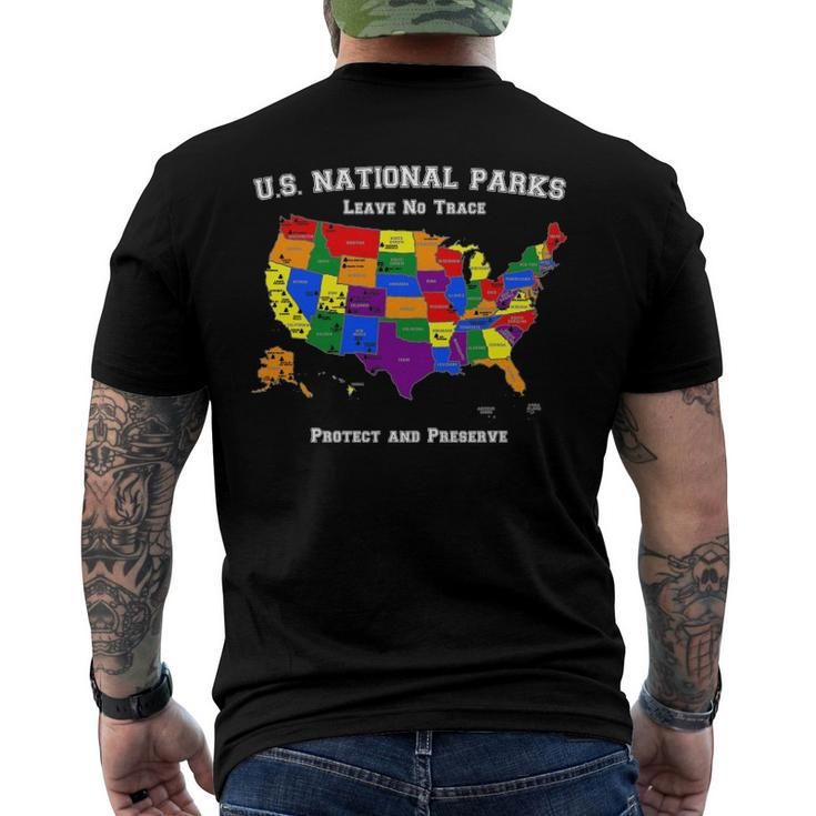 All 63 Us National Parks For Campers Hikers Walkers Men's Back Print T-shirt