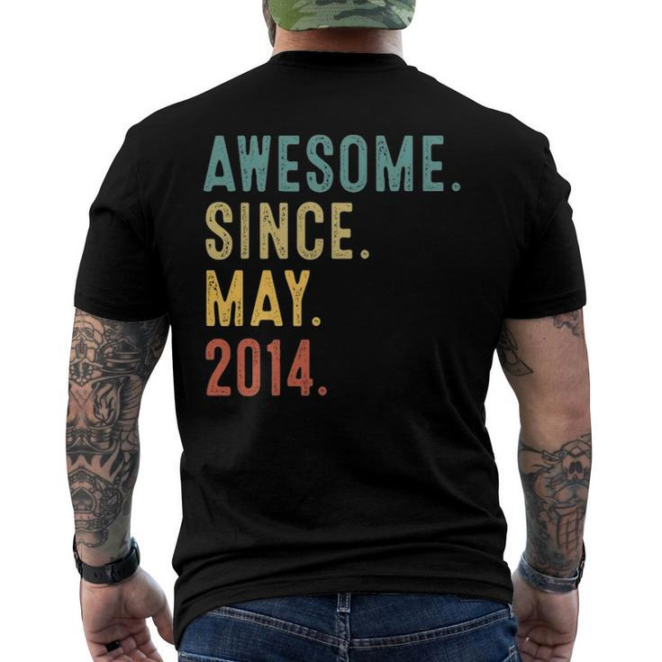 8 Years Old Gifts Awesome Since May 2014 8Th Birthday Men's Crewneck Short Sleeve Back Print T-shirt