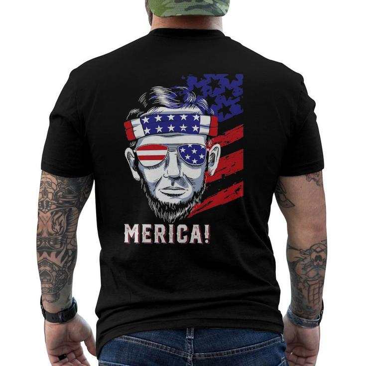 Abraham Lincoln 4Th Of July Merica Men Women American Flag Men's Back Print T-shirt
