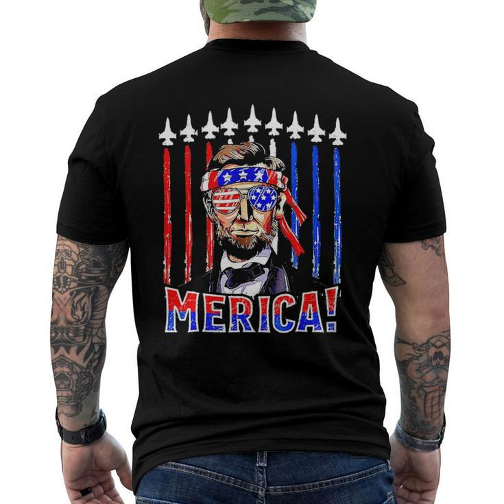 Abraham Lincoln 4Th Of July Merica Patriotic American Flag Men's Back Print T-shirt