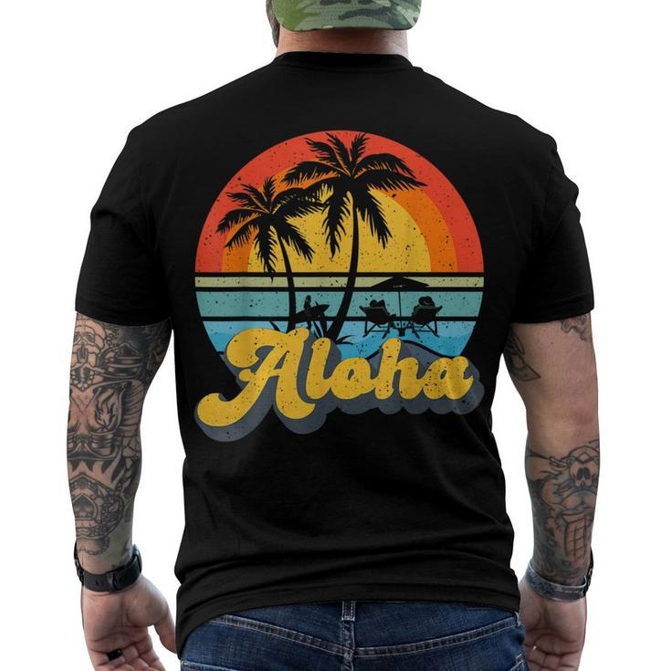 Aloha Hawaii Hawaiian Island Vintage Palm Tree Surfboard V2 Men's T-shirt Back Print