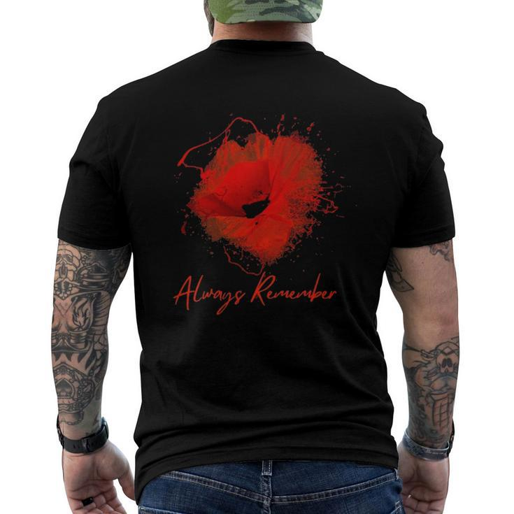 Always Remember Red Poppy Memorial Men's Back Print T-shirt