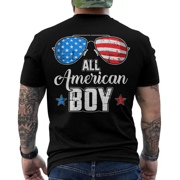 All American Boy Us Flag Sunglasses For Matching 4Th Of July Men's Back Print T-shirt