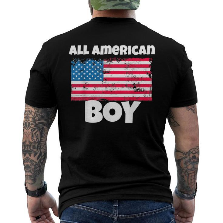 All American Boy Usa Flag Distressed 4Th Of July Men's Back Print T-shirt