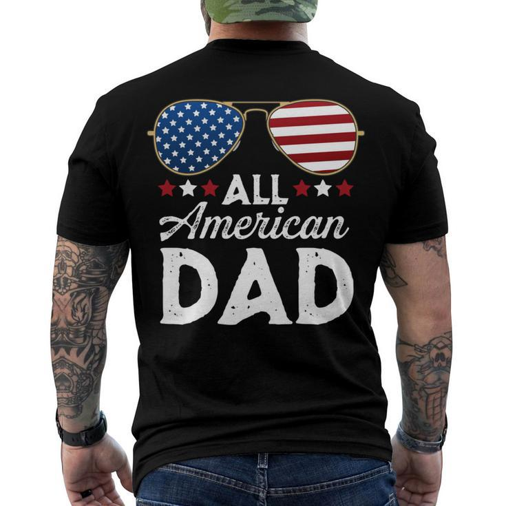 All American Dad Patriotic 4Th Of July Usa Flag Sunglasses Men's T-shirt Back Print