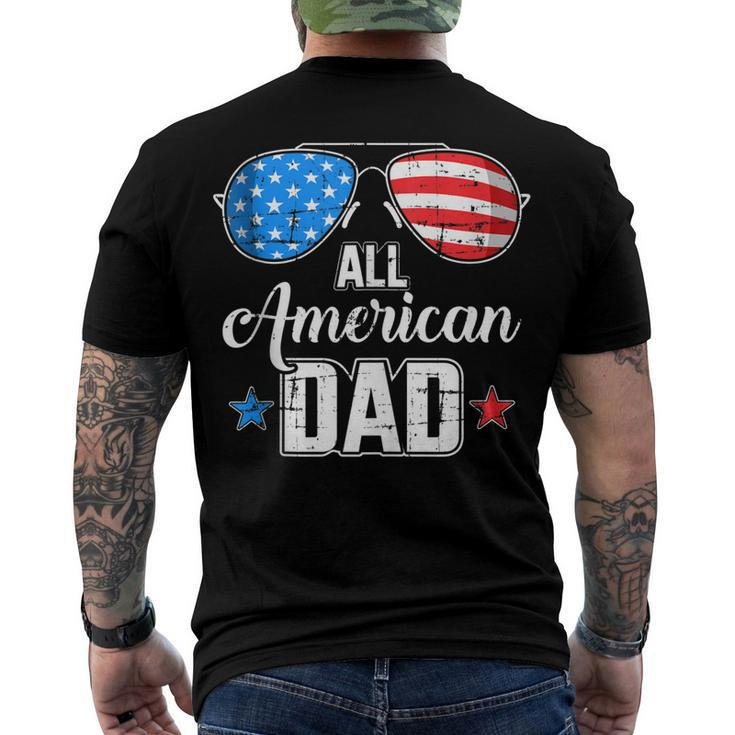 Mens All American Dad Us Flag Sunglasses For Matching 4Th Of July Men's T-shirt Back Print
