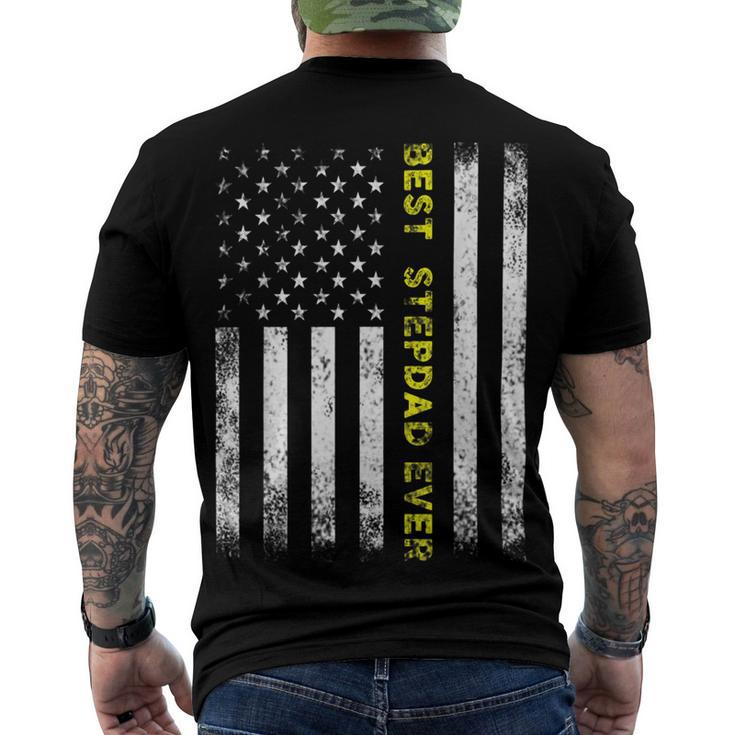American Flag Best Stepdad Ever Fathers Day Step Dad Daddy Men's Crewneck Short Sleeve Back Print T-shirt