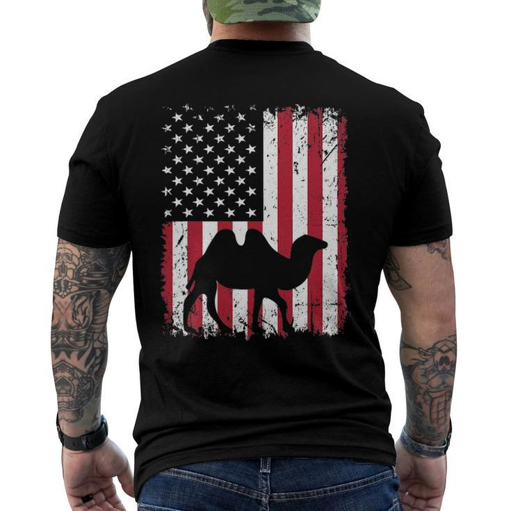 American Flag Camel Animal Vintage 4Th Of July Men's Back Print T-shirt