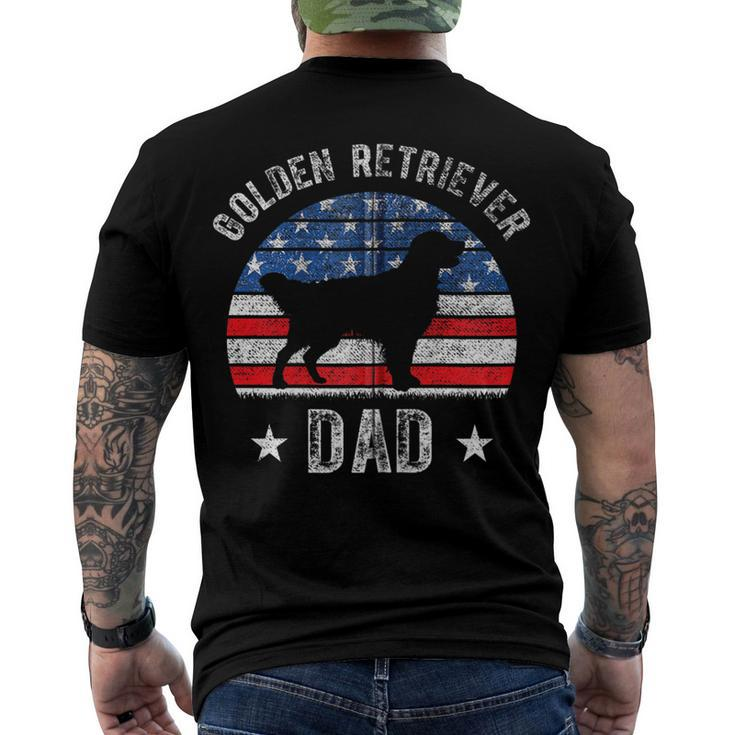 American Flag Golden Retriever Dad 4Th Of July Fathers Day Zip Men's T-shirt Back Print
