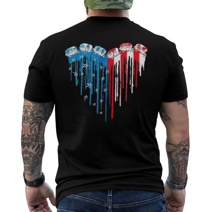 American Flag Heart 4Th Of July Patriotic Men's Back Print T-shirt