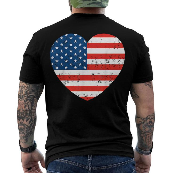 American Flag Heart 4Th Of July Usa Patriotic V2 Men's T-shirt Back Print