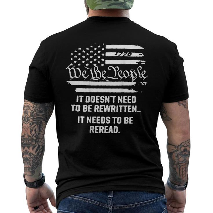 American Flag It Needs To Be Reread We The People On Back Men's Back Print T-shirt