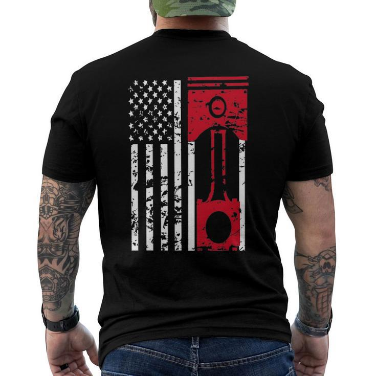 American Flag Piston Muscle Car Gears Mechanic Men's Back Print T-shirt