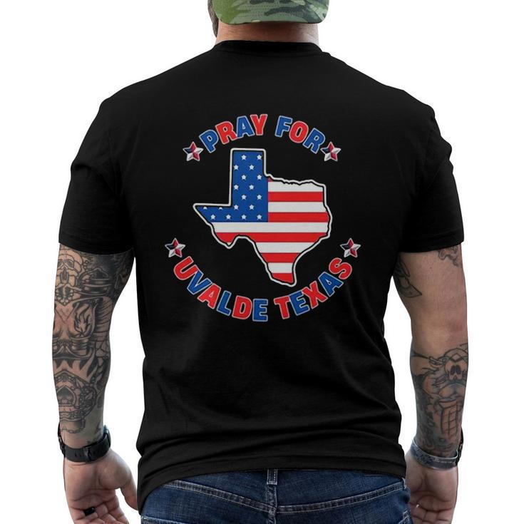 American Flag Pray For Uvalde Texas Men's Back Print T-shirt