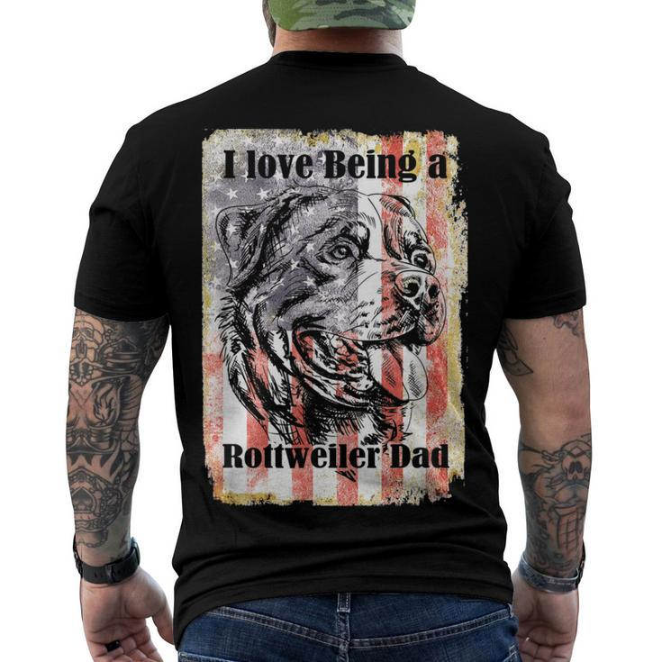 Mens American Flag Usa Patriotic Rottweiler Dad 4Th July Men's T-shirt Back Print