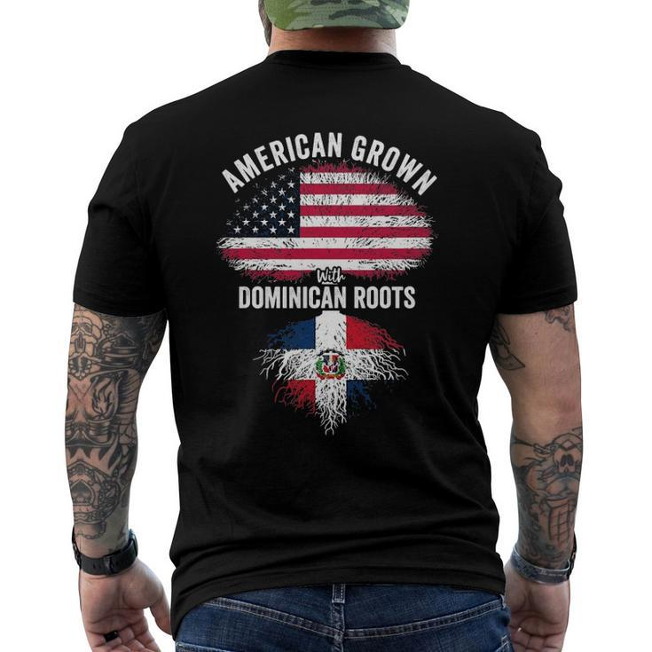 American Grown With Dominican Roots Usa Dominican Flag Men's Back Print T-shirt
