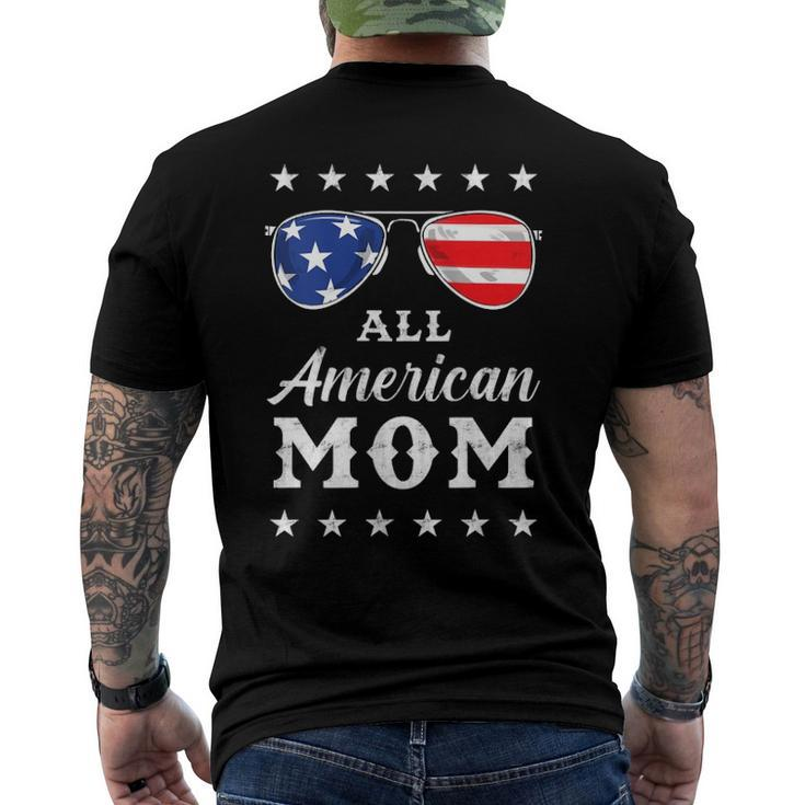 Womens All American Mom Us Flag Sunglasses 4Th Of July Men's Back Print T-shirt