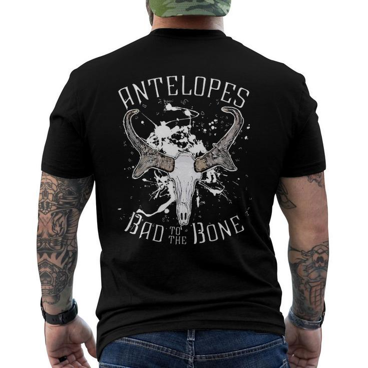 Antelope Bad To The Bone Skull Art Men's Back Print T-shirt