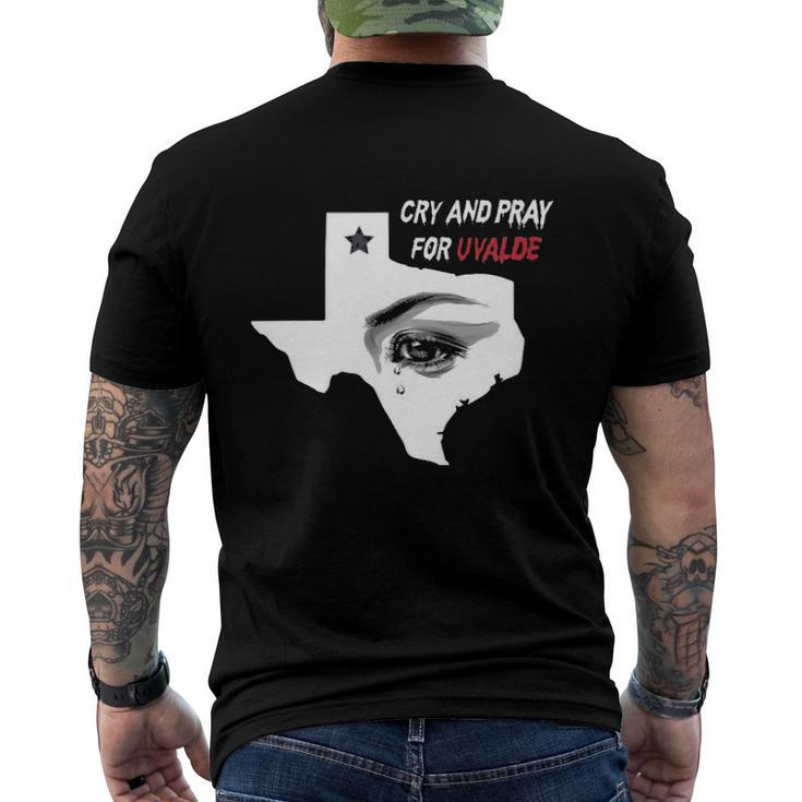 Anti Guns Cry And Pray For Uvalde Texas Men's Back Print T-shirt