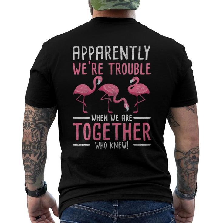 Apparently We Are Trouble Flamingo Men's Back Print T-shirt