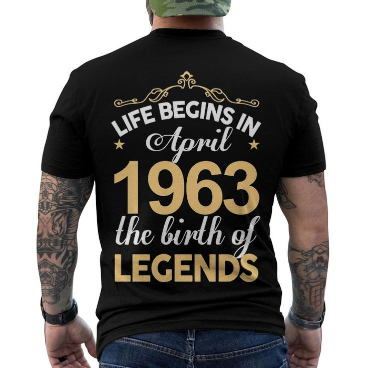 April 1963 Birthday Life Begins In April 1963 V2 Men's T-Shirt Back Print