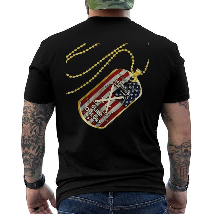 Army 10Th Mountain Division American Flag Dog Tag Men's Back Print T-shirt
